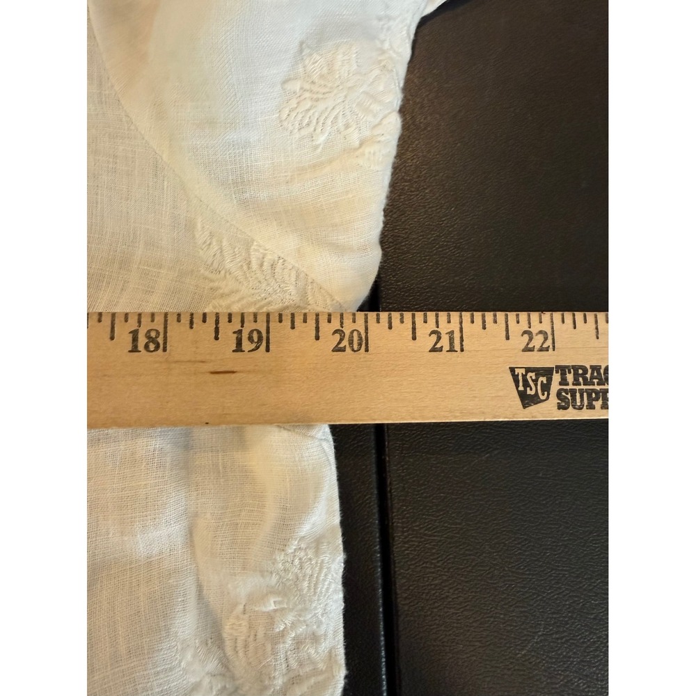 Sigrid Olsen Women M Jacket White Linen Embroidered Button Front Mandarin Collar - Picture 4 of 9